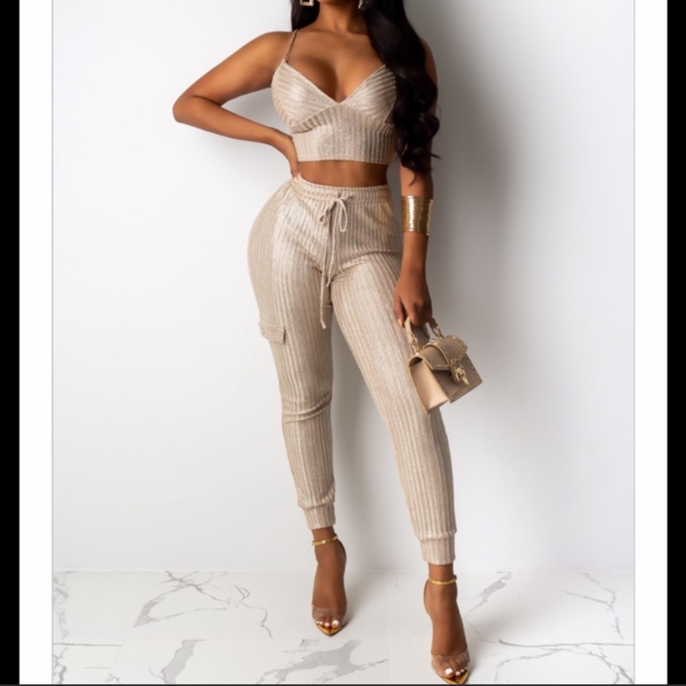 Two piece shimmer outfit